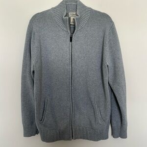 L.L. Bean Full Zip Up‎ Cotton Jacket Cardigan Sweater - Grey - Size Large